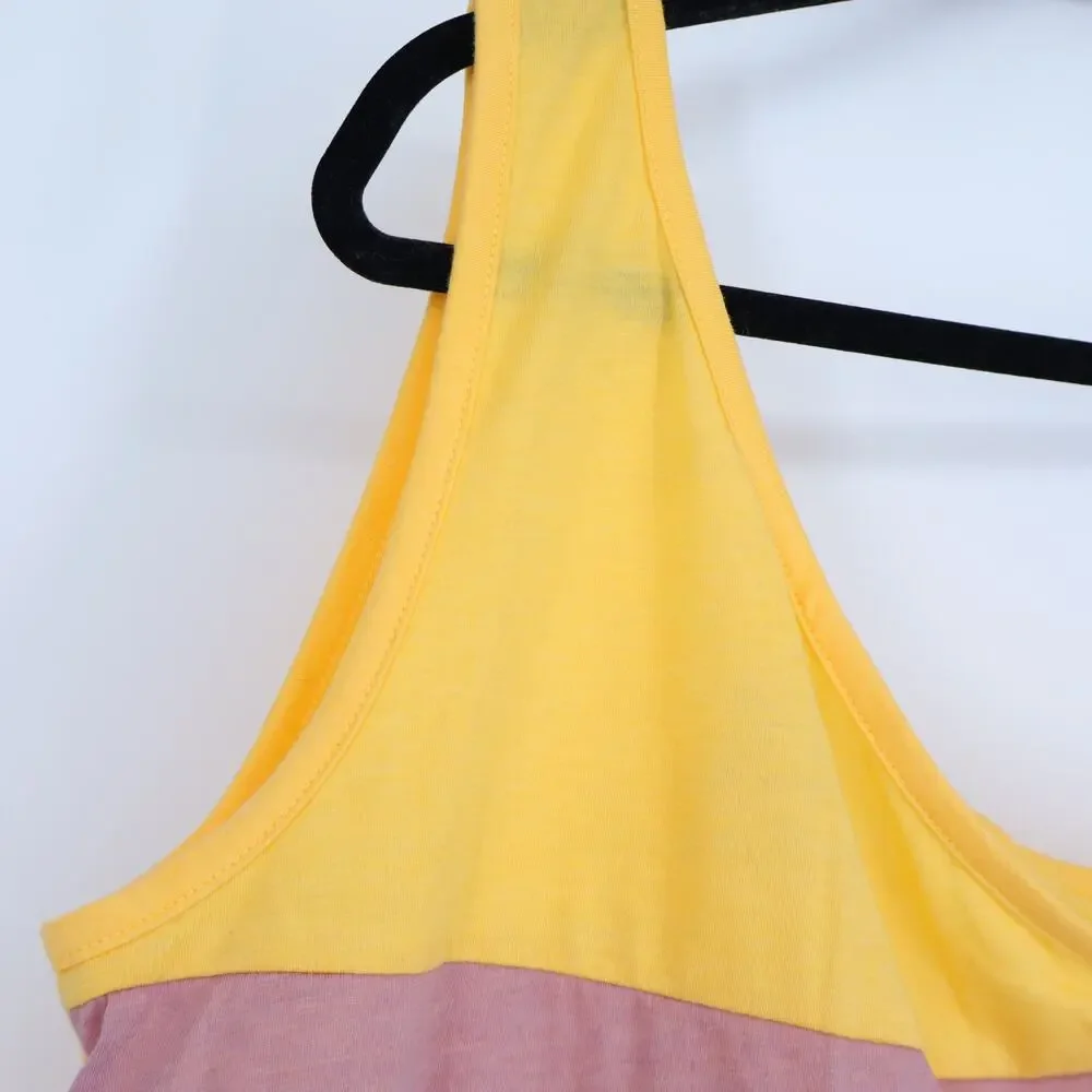 CAMP COLLECTION X FREE PEOPLE One Shoulder Stripe Tee Yellow Tank Women's S